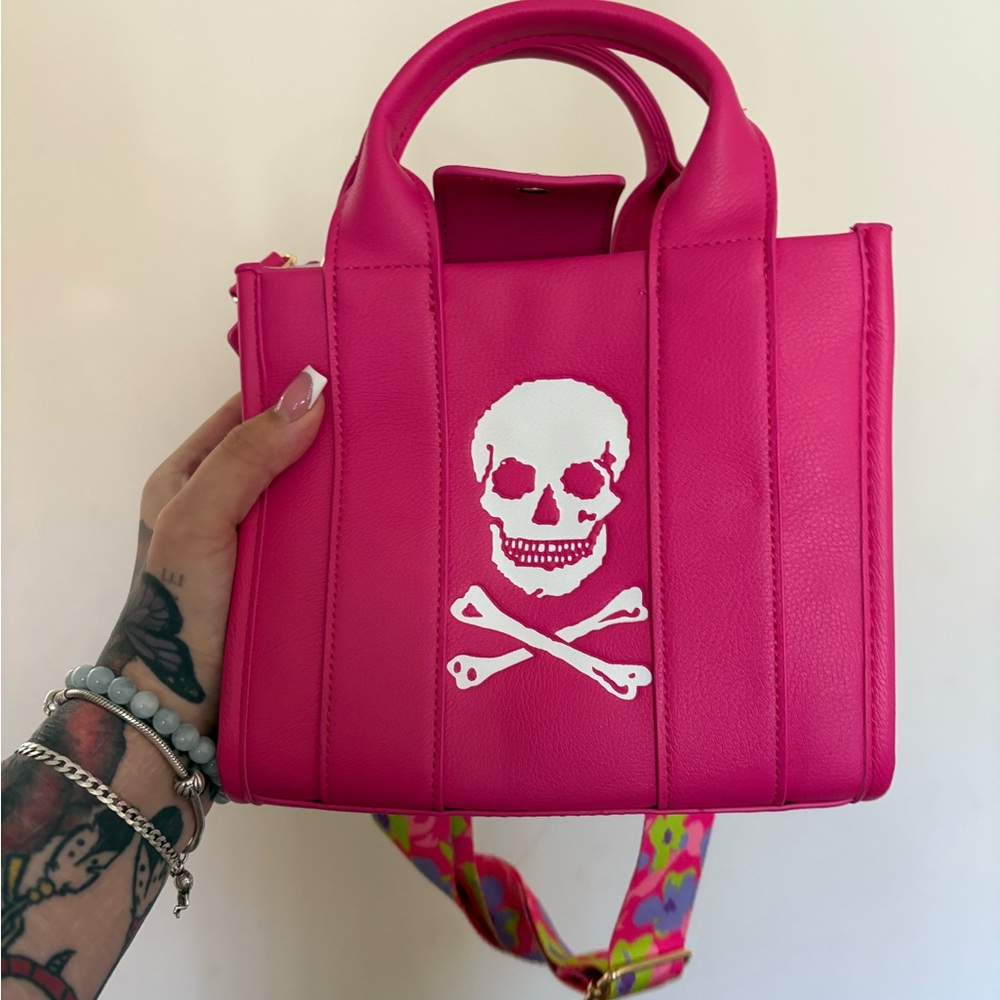 Betsey Johnson Pink Skull Tote Bag